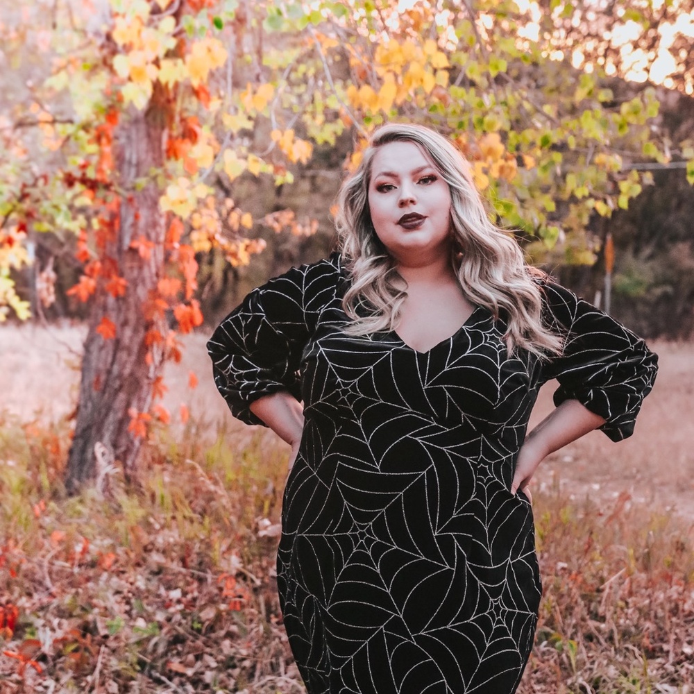 Collectif x Modcloth | Spinning in Style Spiderwebs Maxi Dress size 16 NWT